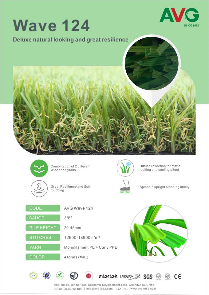 Lansekap Rumput Rumput Buatan Untuk Taman Lansekap Rumput ECO Backing 100% Dapat Didaur Ulang 0
